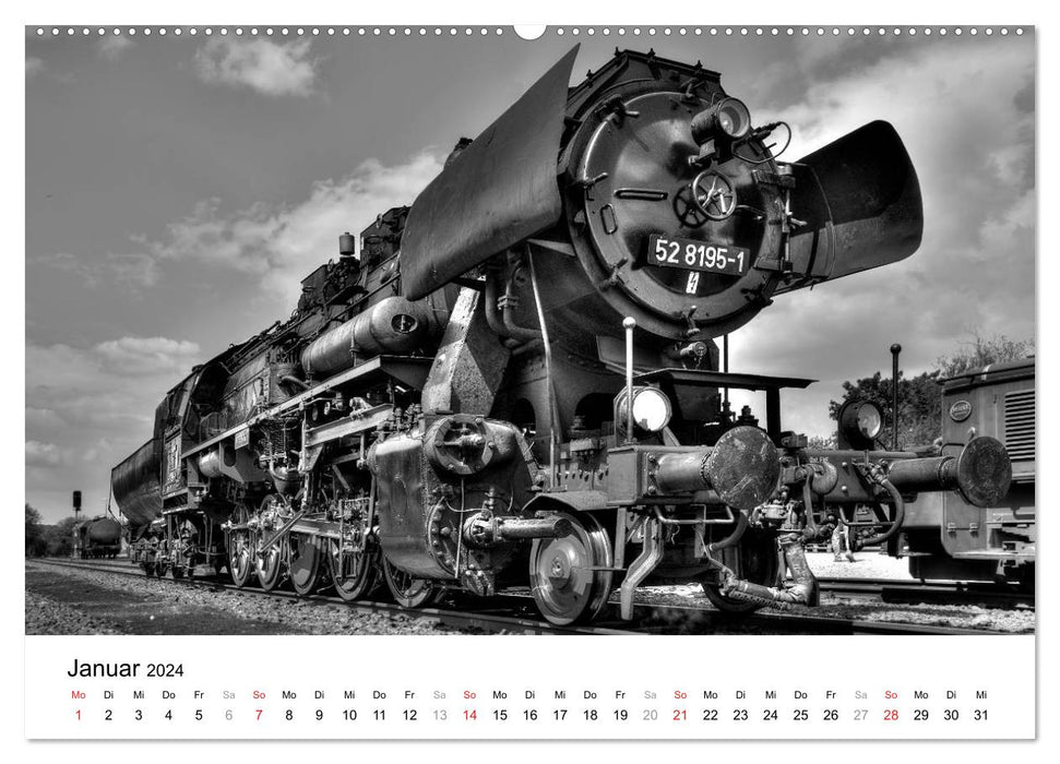 Sous la vapeur - romance ferroviaire en noir et blanc (calendrier mural CALVENDO 2024) 