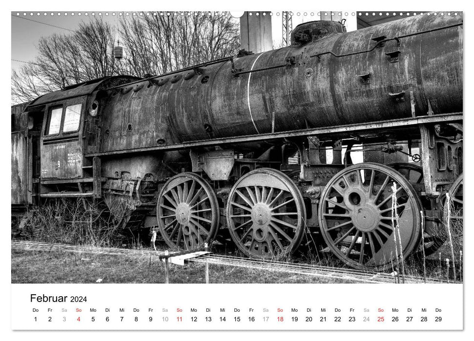 Unter Dampf - Eisenbahnromantik in schwarz-weiß (CALVENDO Wandkalender 2024)