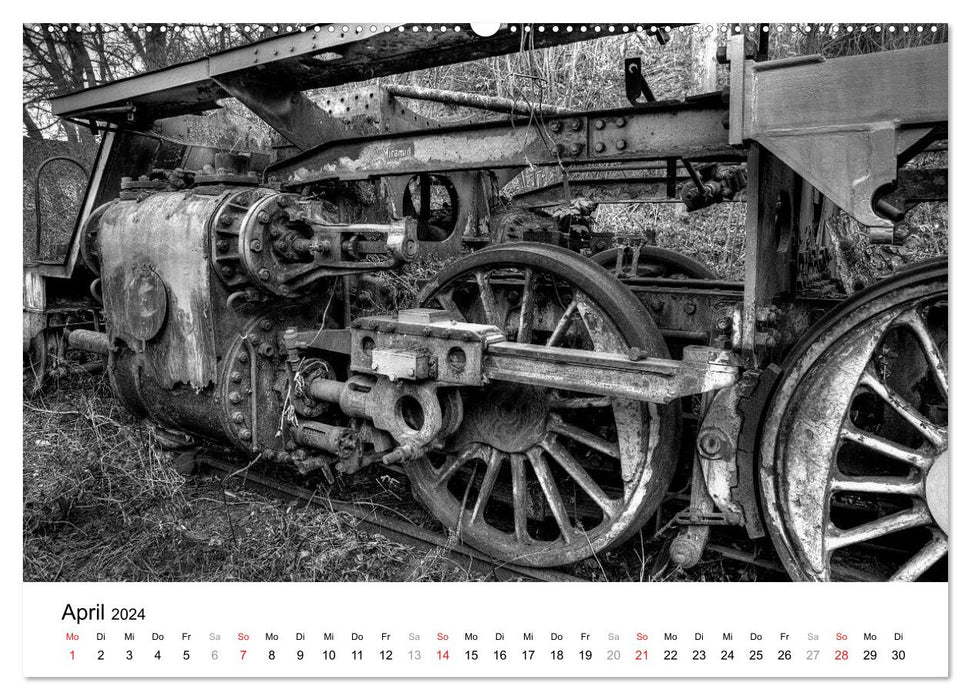 Sous la vapeur - romance ferroviaire en noir et blanc (calendrier mural CALVENDO 2024) 