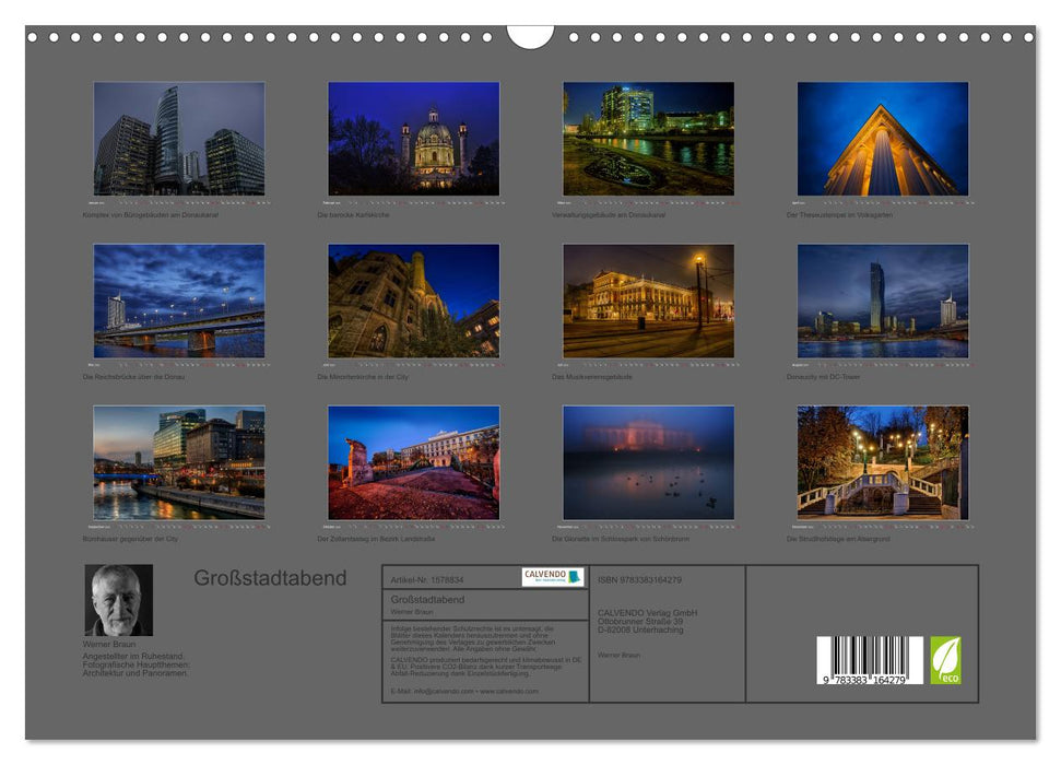 Großstadtabend - Die blaue Stunde in Wien (CALVENDO Wandkalender 2024)