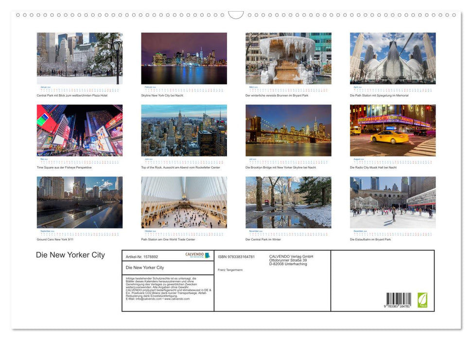 The New York City (CALVENDO wall calendar 2024) 