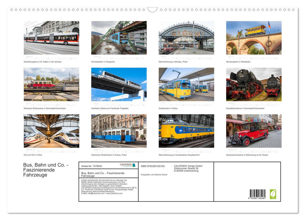 Bus, train and co. - Fascinating vehicles (CALVENDO wall calendar 2024) 