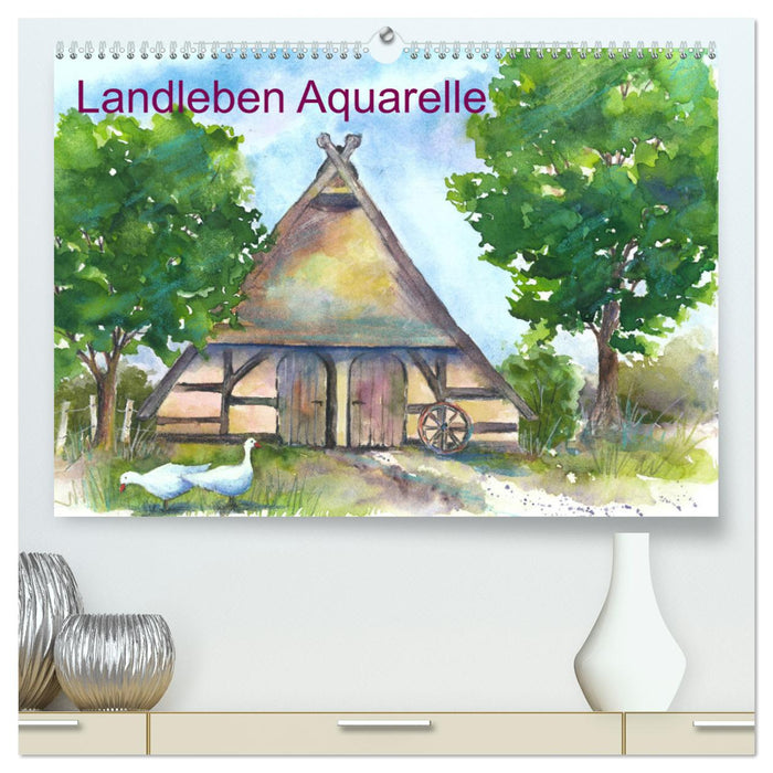 Landleben Aquarelle (CALVENDO Premium Wandkalender 2024)