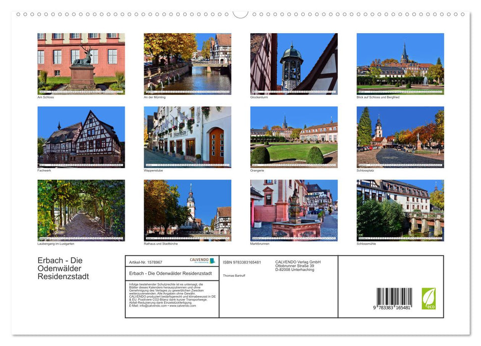 Erbach - Die Odenwälder Residenzstadt (CALVENDO Premium Wandkalender 2024)