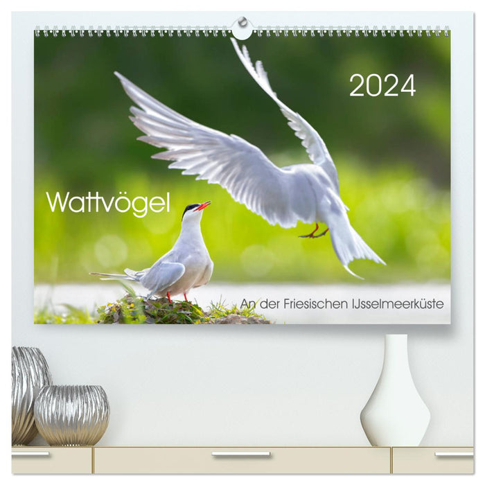 Wading birds on the Frisian IJsselmeer coast (CALVENDO Premium Wall Calendar 2024) 