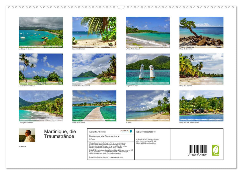 Martinique, die Traumstrände (CALVENDO Premium Wandkalender 2024)