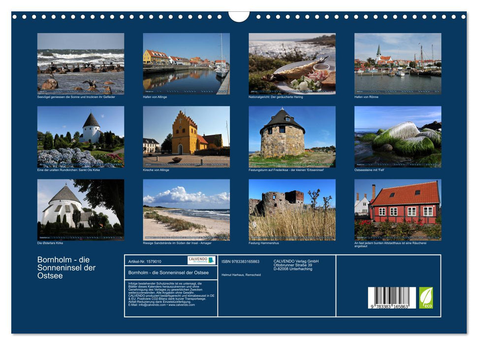 Bornholm - île ensoleillée de la mer Baltique (calendrier mural CALVENDO 2024) 