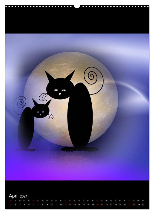 Mooncats - they live and they dream (CALVENDO Premium Wall Calendar 2024) 
