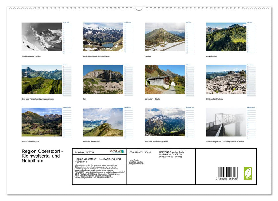 Region Oberstdorf - Kleinwalsertal und Nebelhorn (CALVENDO Premium Wandkalender 2024)