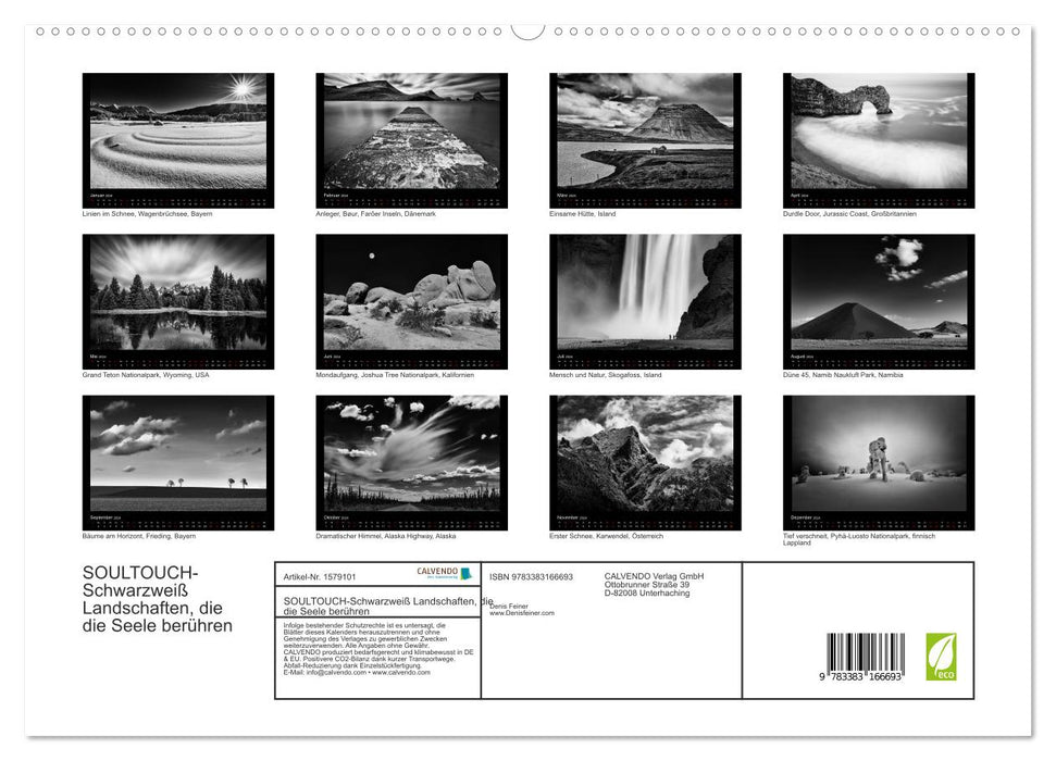 Soultouch - Black and white landscapes that touch the soul (CALVENDO Premium Wall Calendar 2024) 