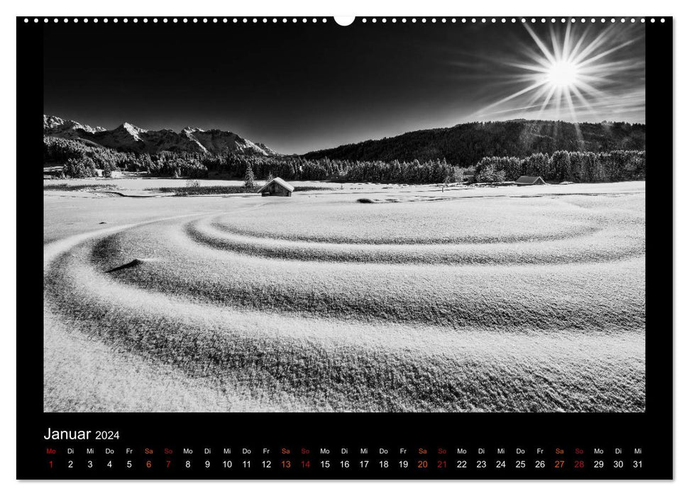 Soultouch - Des paysages en noir et blanc qui touchent l'âme (Calendrier mural CALVENDO Premium 2024) 