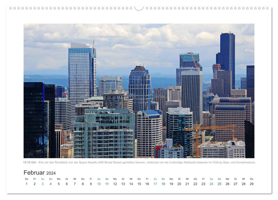 Seattle - 12,5 heures dans une métropole (calendrier mural CALVENDO 2024) 