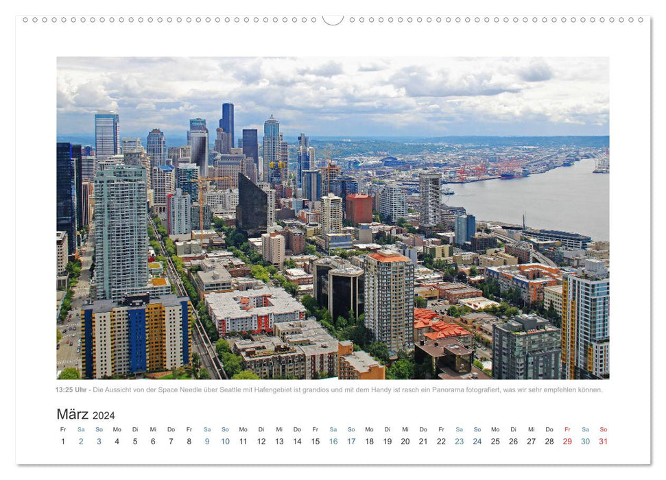 Seattle - 12,5 heures dans une métropole (calendrier mural CALVENDO 2024) 