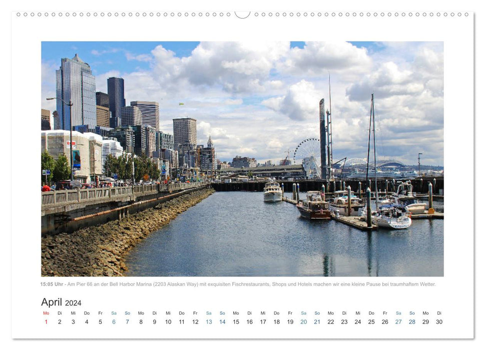 Seattle - 12,5 heures dans une métropole (calendrier mural CALVENDO 2024) 