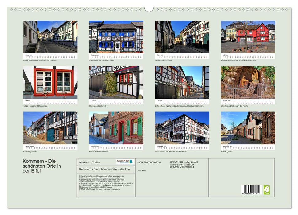 Kommern - Die schönsten Orte in der Eifel (CALVENDO Wandkalender 2024)
