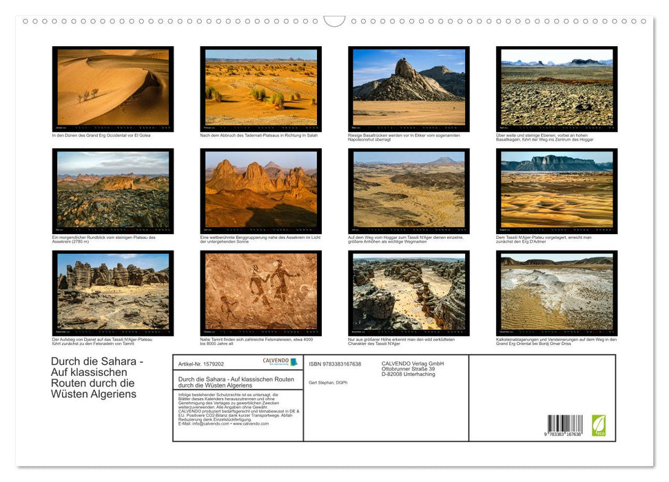 A travers le Sahara - Sur les routes classiques à travers les déserts d'Algérie (Calendrier mural CALVENDO 2024) 