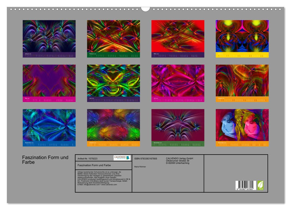 Fascination pour la forme et la couleur (calendrier mural CALVENDO 2024) 