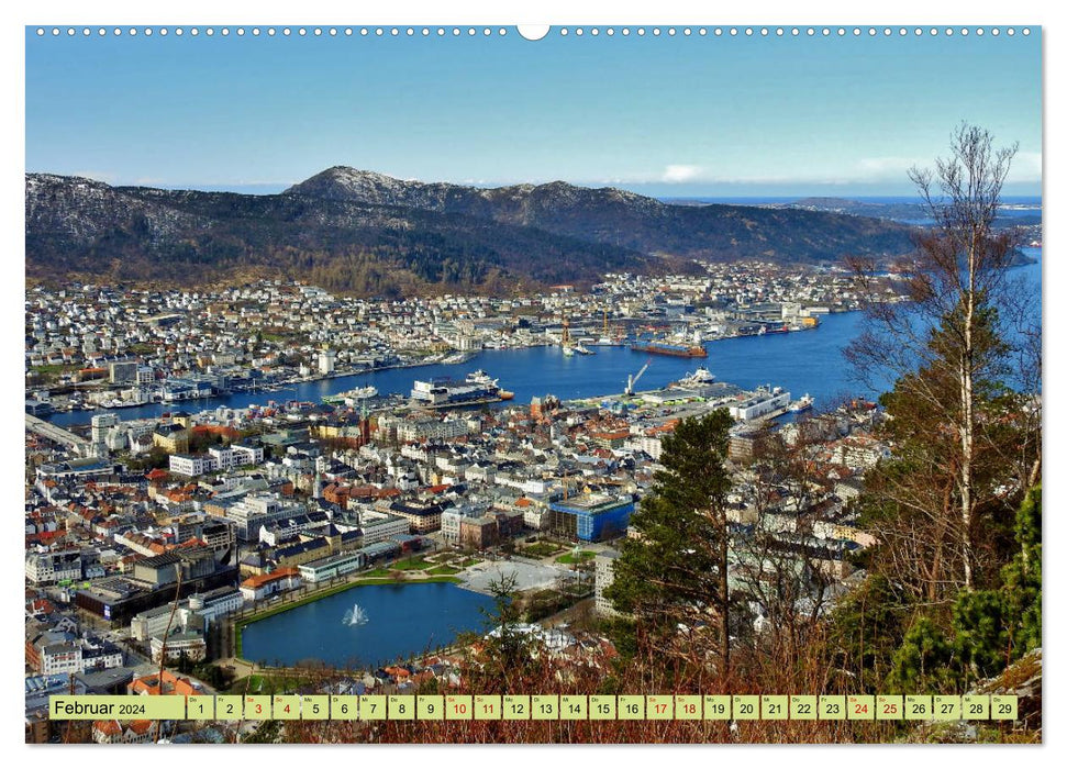 Belle Bergen. La porte d'entrée de la Norvège vers le Fjordland (Calvendo Premium Wall Calendar 2024) 