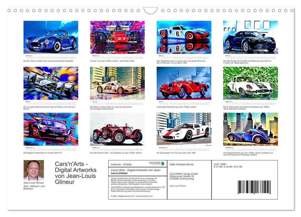 Cars'n'Arts - Digital Artwork von Jean-Louis Glineur (CALVENDO Wandkalender 2024)
