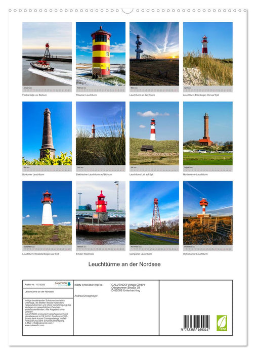 Leuchttürme an der Nordsee (CALVENDO Premium Wandkalender 2024)