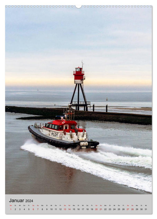 Phares sur la mer du Nord (Calendrier mural CALVENDO Premium 2024) 