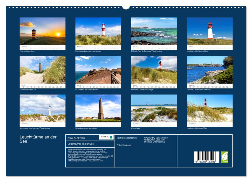 Phares au bord de la mer (Calvendo Premium Wall Calendar 2024) 