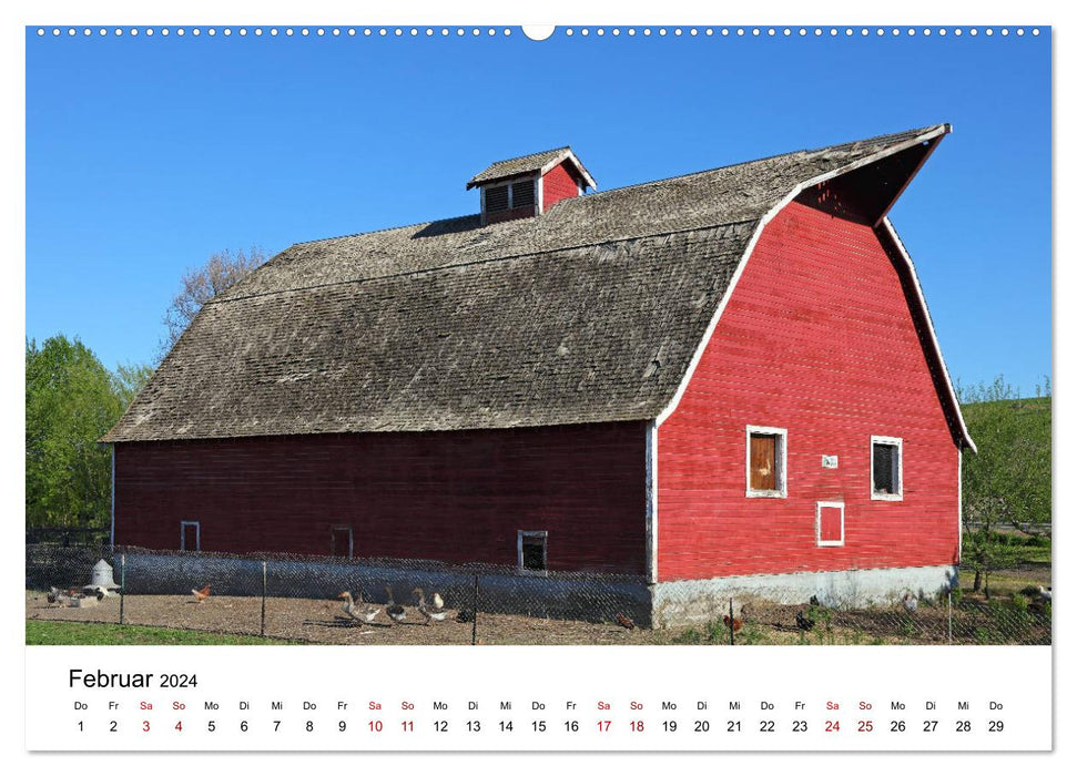 Red Barns - rote Scheunen (CALVENDO Premium Wandkalender 2024)