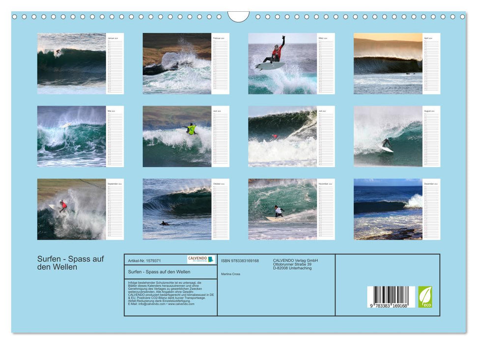 Surf - s'amuser sur les vagues (calendrier mural CALVENDO 2024) 