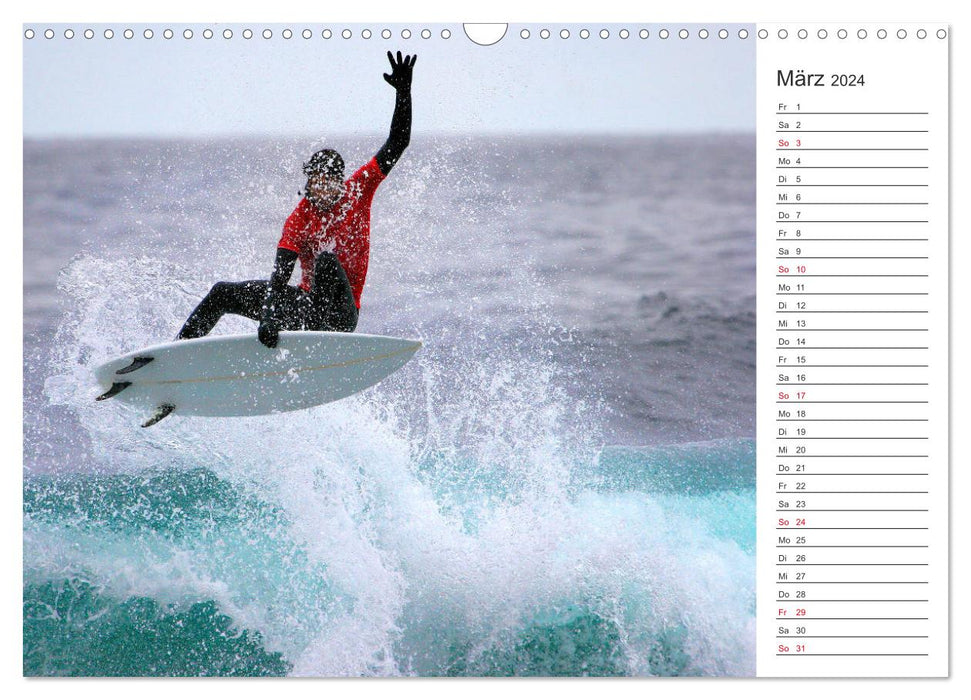 Surf - s'amuser sur les vagues (calendrier mural CALVENDO 2024) 