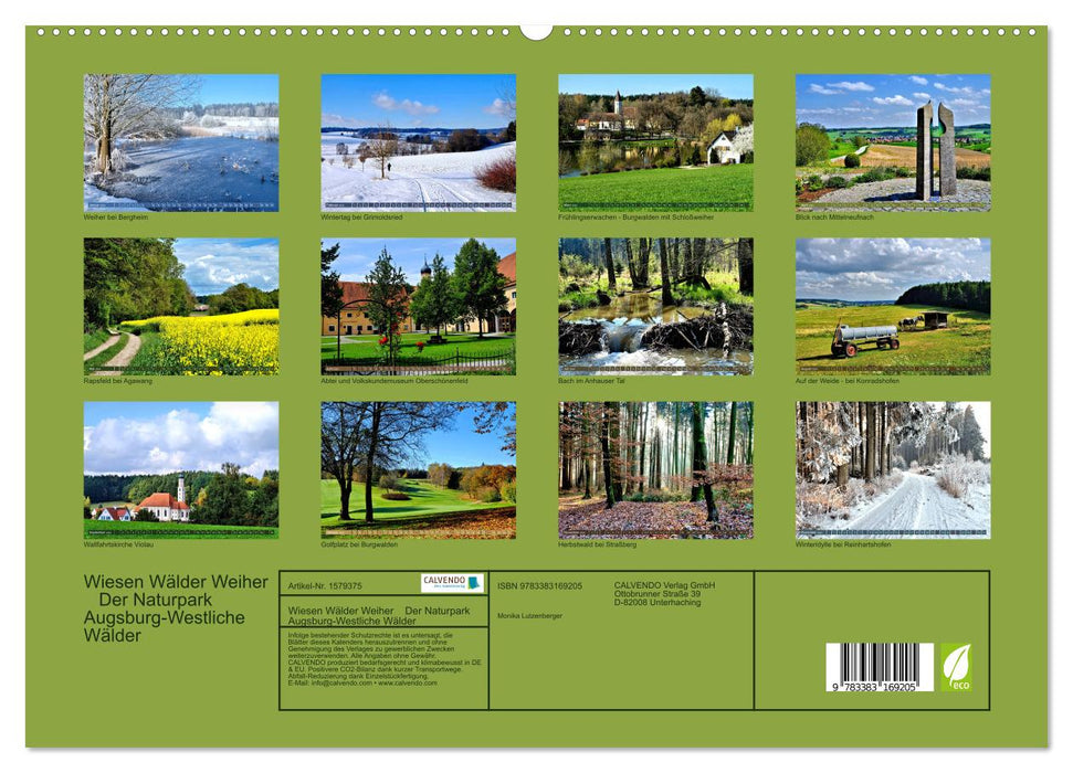 Wiesen Wälder Weiher. Der Naturpark Augsburg-Westliche Wälder (CALVENDO Premium Wandkalender 2024)