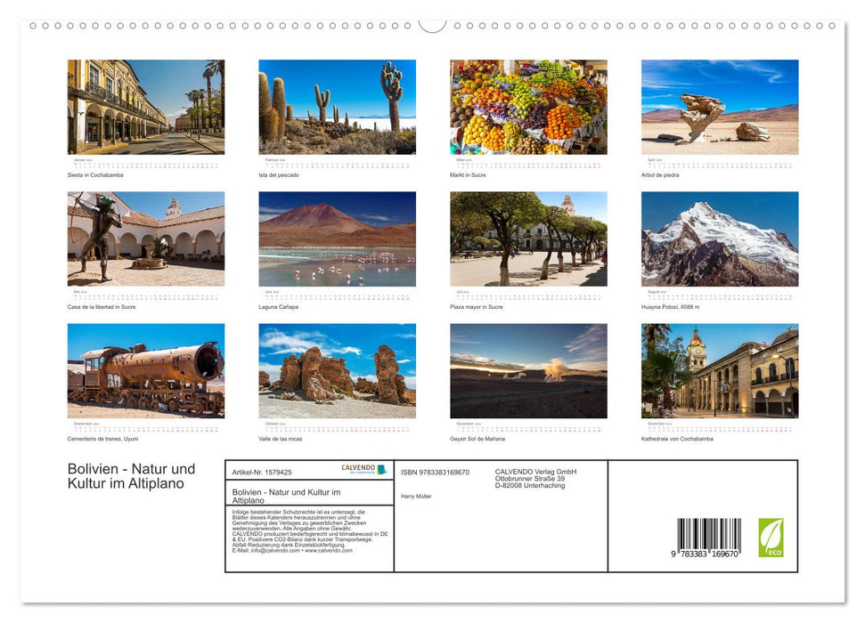 Bolivien - Natur und Kultur im Altiplano (CALVENDO Premium Wandkalender 2024)