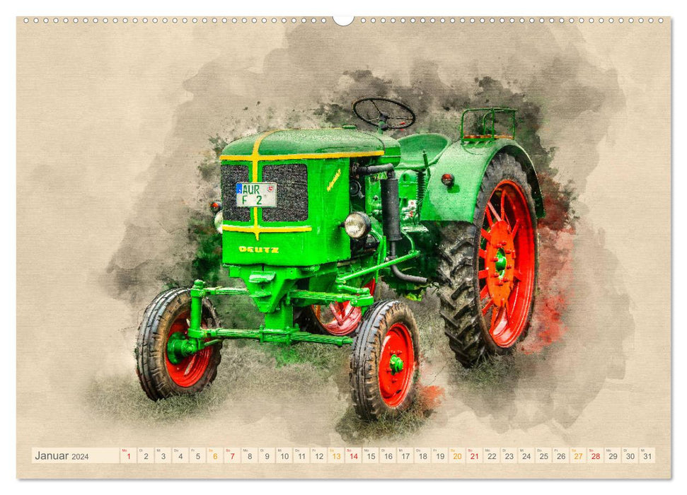 Tracteurs - d'anciens trésors pour les amoureux (Calendrier mural CALVENDO Premium 2024) 