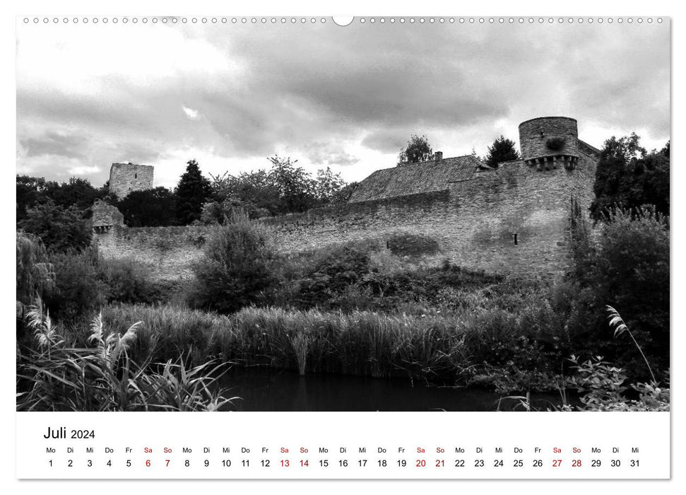 Châteaux en noir et blanc - comme d'autrefois (Calendrier mural CALVENDO Premium 2024) 