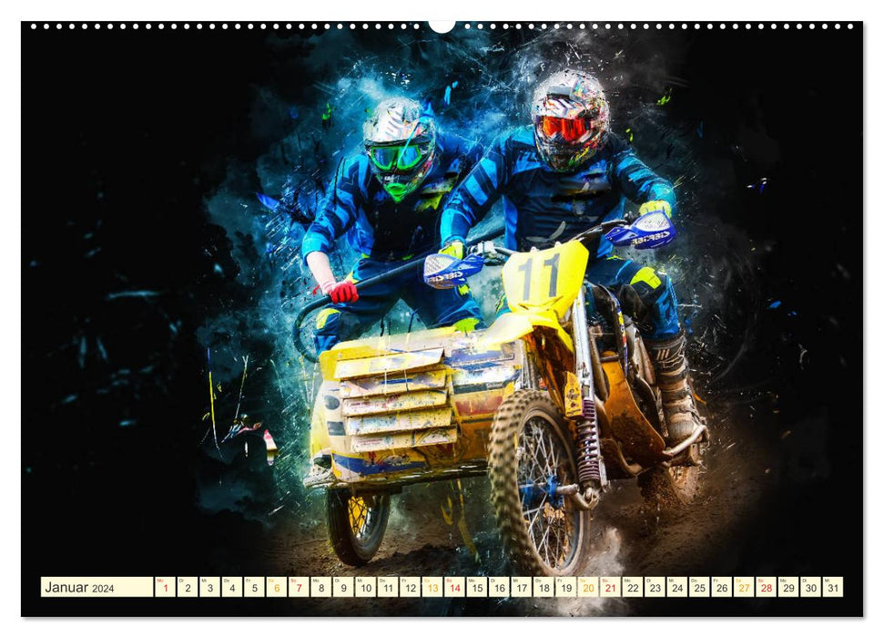 Sidecar Motocross (Calendrier mural CALVENDO 2024) 