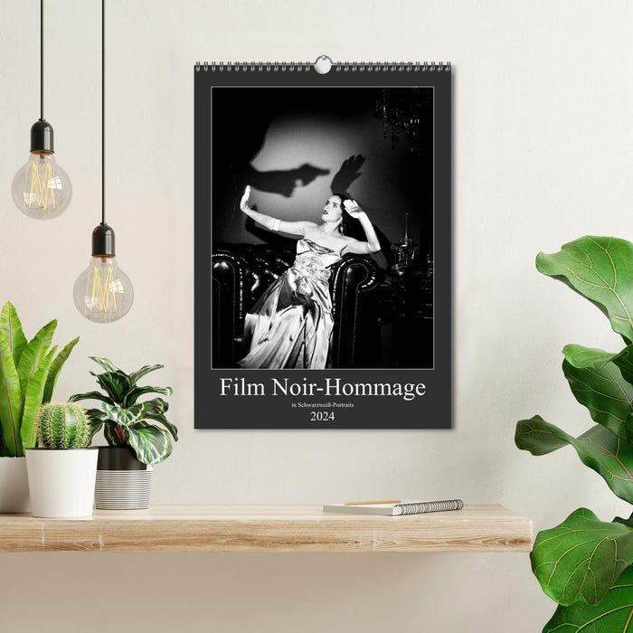 Film Noir-Hommage in schwarzweiß Portraits (CALVENDO Wandkalender 2024)