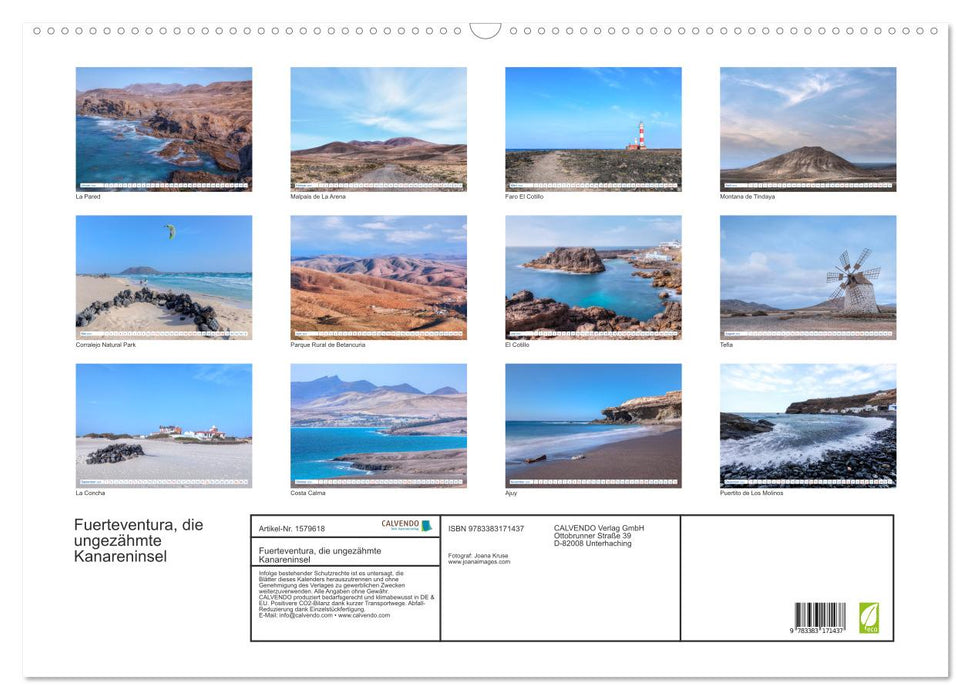 Fuerteventura, l'île sauvage des Canaries (Calendrier mural CALVENDO 2024) 