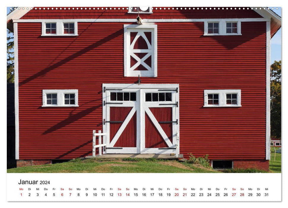 Red Barns - rote Scheunen (CALVENDO Wandkalender 2024)