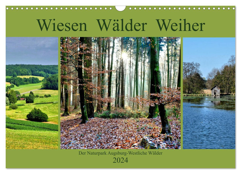 Wiesen Wälder Weiher. Der Naturpark Augsburg-Westliche Wälder (CALVENDO Wandkalender 2024)