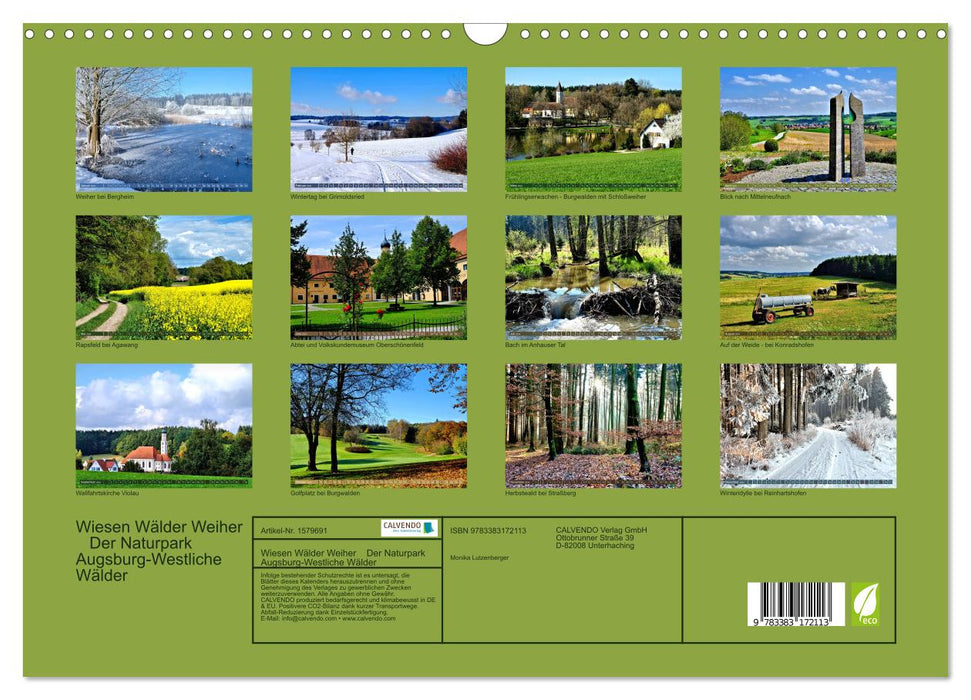 Wiesen Wälder Weiher. Der Naturpark Augsburg-Westliche Wälder (CALVENDO Wandkalender 2024)