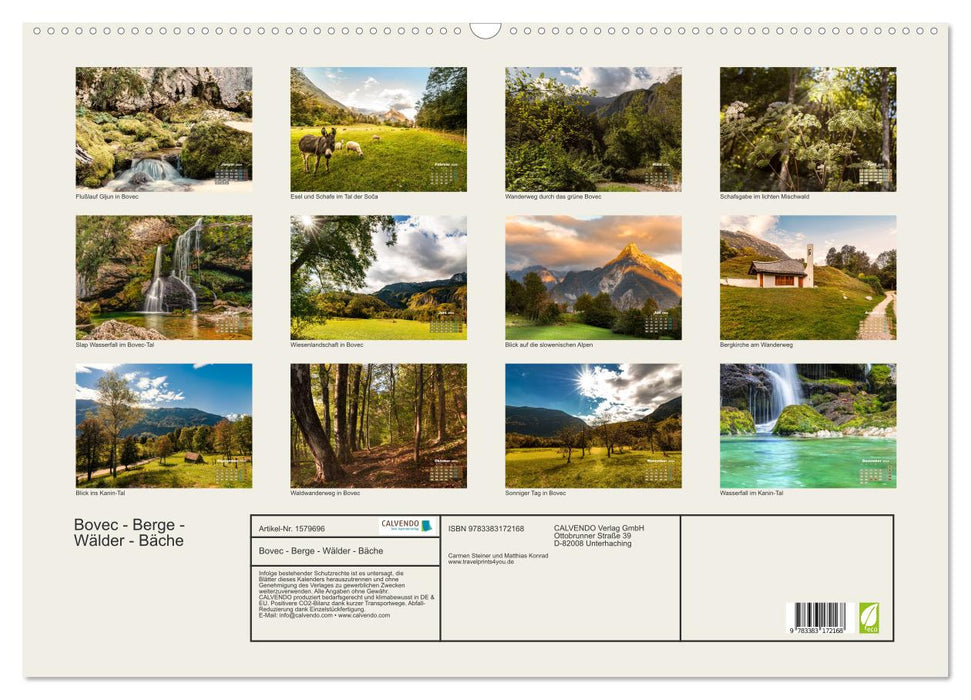 Bovec. Berge - Wälder - Bäche (CALVENDO Wandkalender 2024)