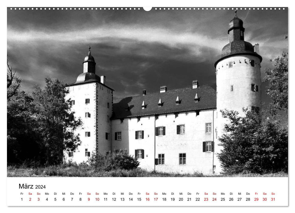 Châteaux en noir et blanc - comme d'autrefois (calendrier mural CALVENDO 2024) 