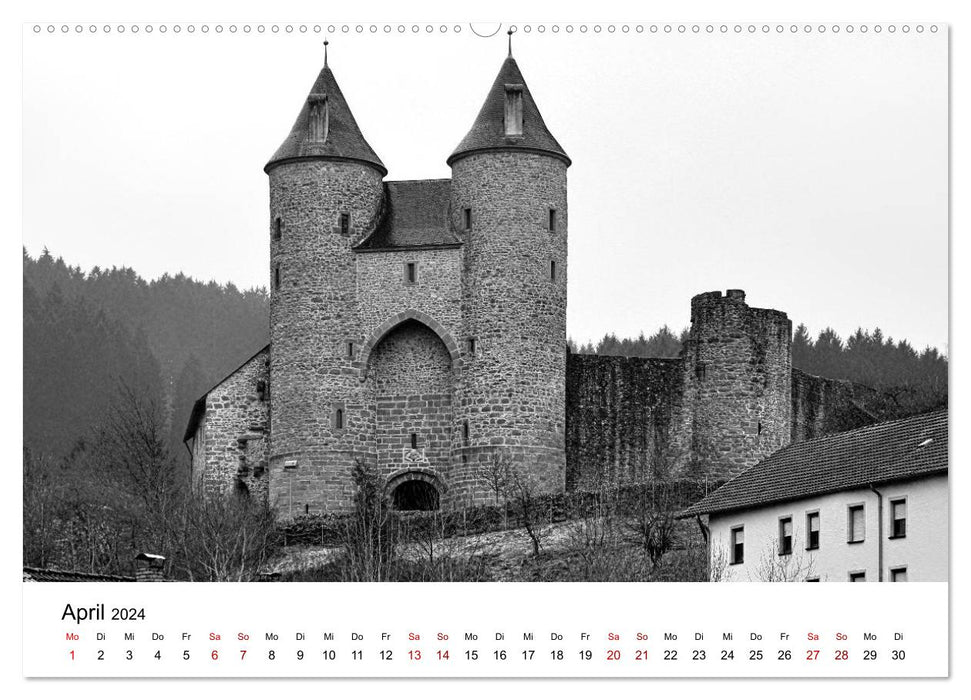 Châteaux en noir et blanc - comme d'autrefois (calendrier mural CALVENDO 2024) 