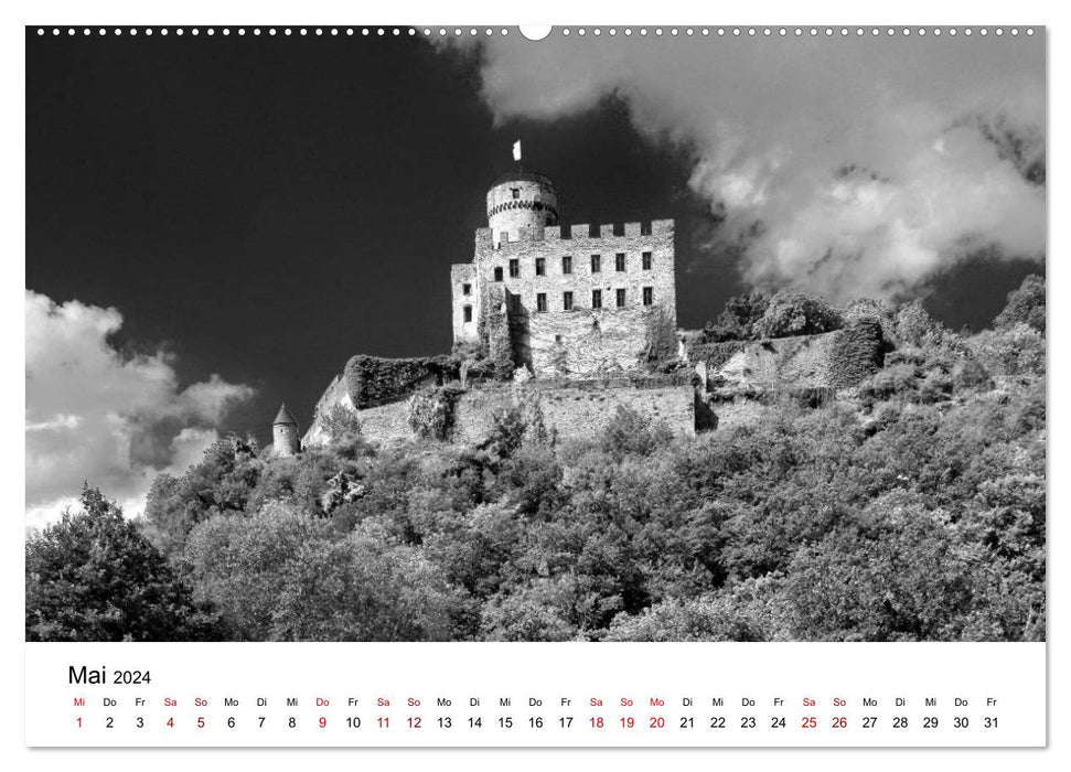 Châteaux en noir et blanc - comme d'autrefois (calendrier mural CALVENDO 2024) 