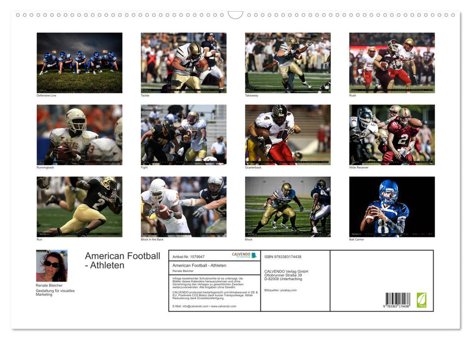 American Football - Athletes (CALVENDO Wall Calendar 2024) 