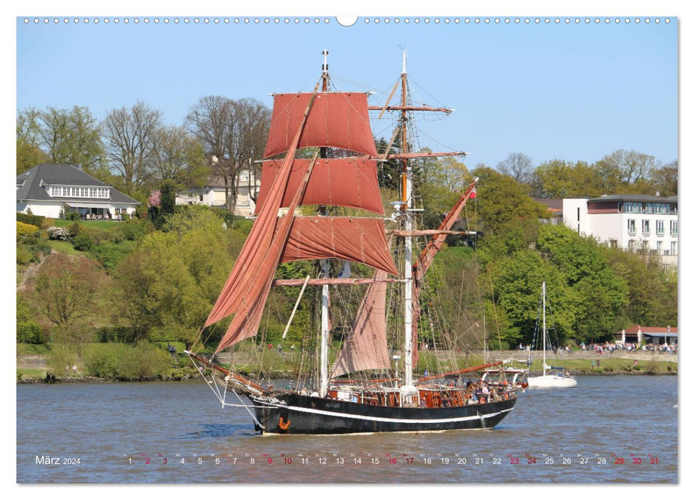 Segelschiffe auf der Elbe (CALVENDO Premium Wandkalender 2024)