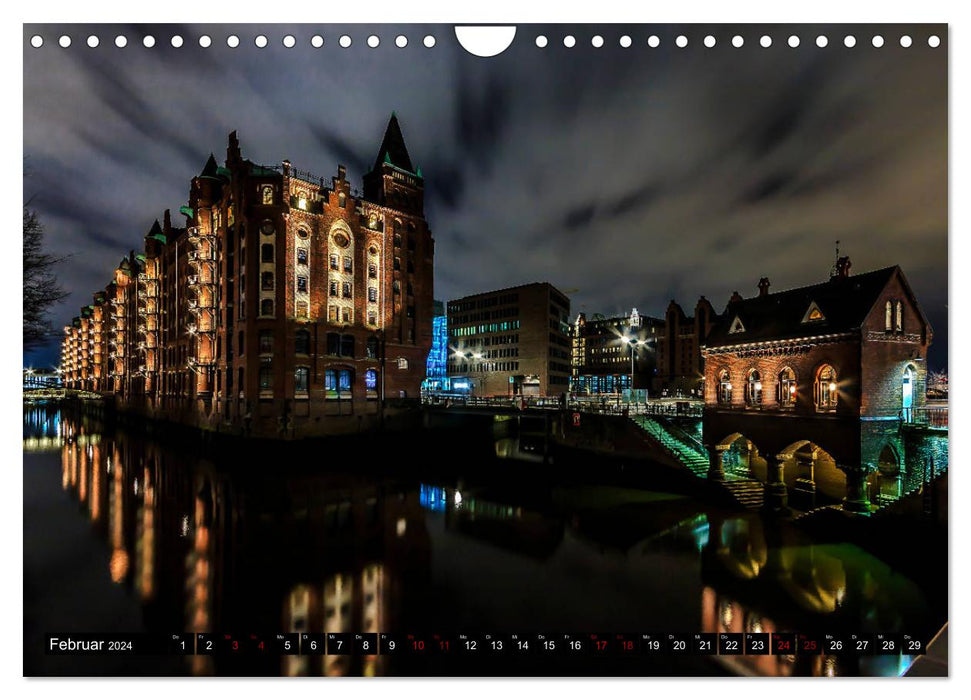 Nachts in Hamburg (CALVENDO Wandkalender 2024)