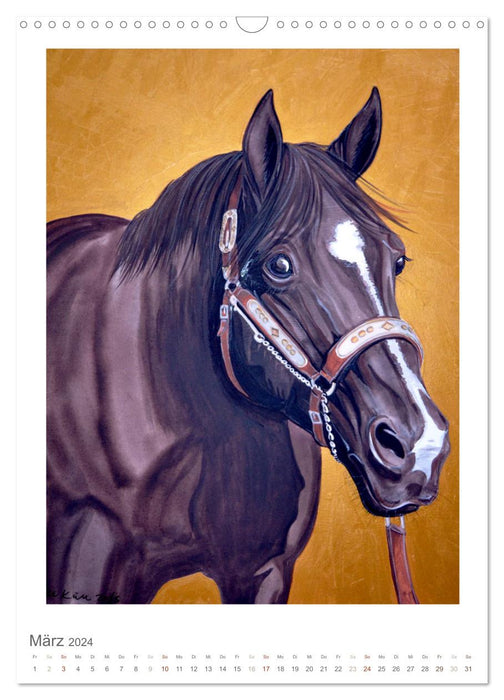 Le cheval - l'œuvre d'art (Calendrier mural CALVENDO 2024) 