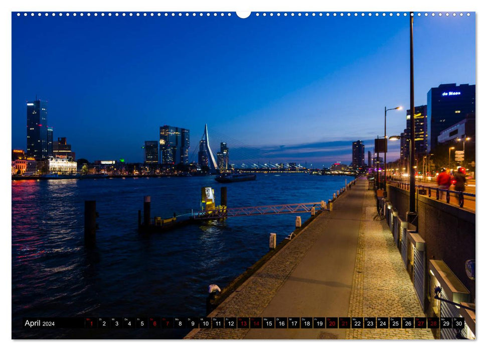 Rotterdam at Night (CALVENDO Premium Wall Calendar 2024) 