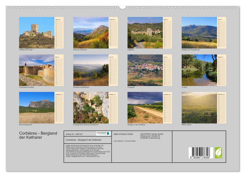 Corbières - Montagnes Cathares (Calvendo Premium Wall Calendar 2024) 
