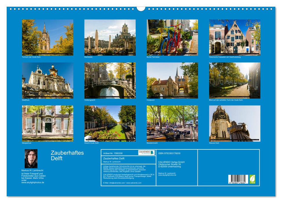 Delft Magique - Perle des Pays-Bas (Calendrier mural CALVENDO 2024) 